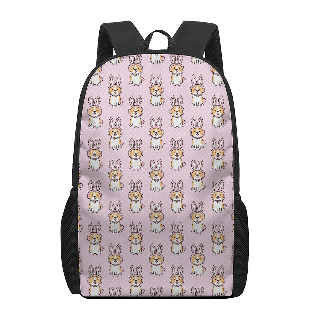 Bunny Corgi Pattern Print 17 Inch Backpack