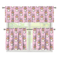 Bunny Corgi Pattern Print 3 Piece Kitchen Curtains
