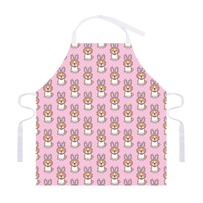 Bunny Corgi Pattern Print Adjustable Apron