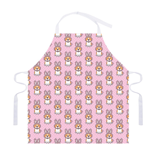 Bunny Corgi Pattern Print Adjustable Apron