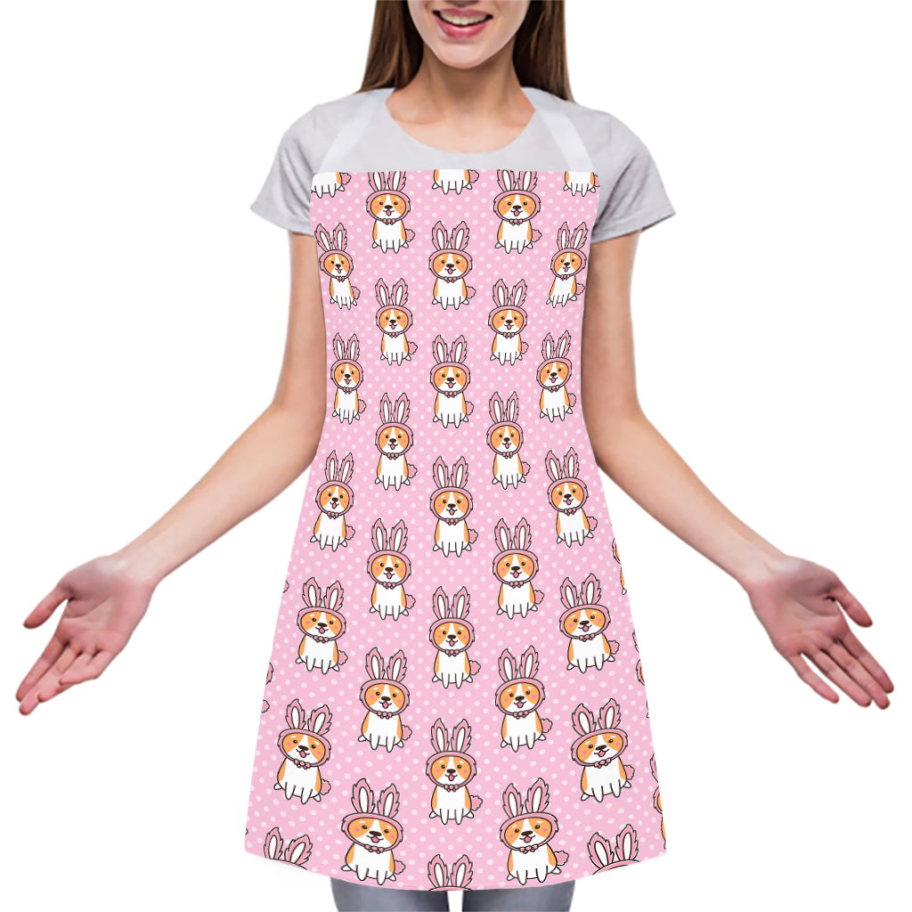 Bunny Corgi Pattern Print Adjustable Apron