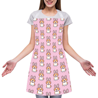 Bunny Corgi Pattern Print Adjustable Apron