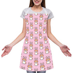 Bunny Corgi Pattern Print Adjustable Apron