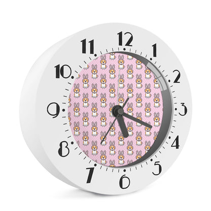 Bunny Corgi Pattern Print Alarm Clock