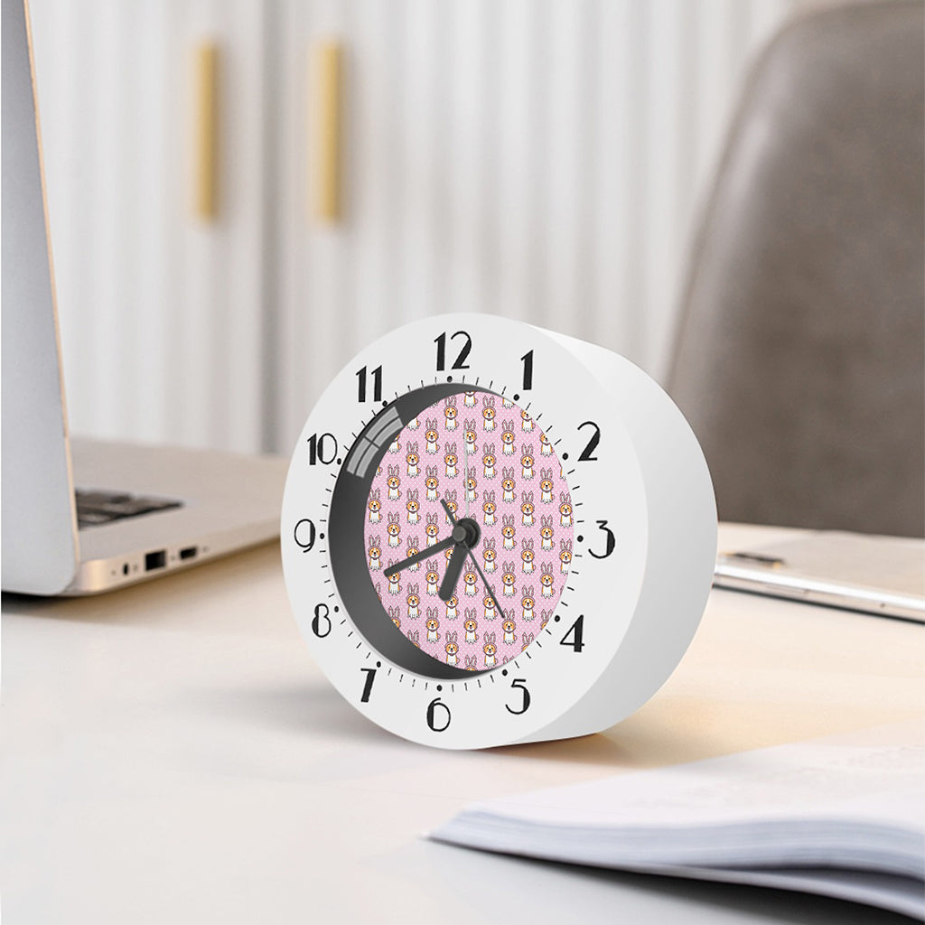Bunny Corgi Pattern Print Alarm Clock