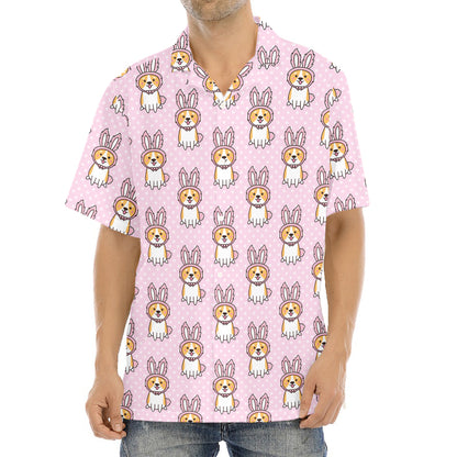 Bunny Corgi Pattern Print Aloha Shirt
