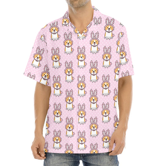 Bunny Corgi Pattern Print Aloha Shirt