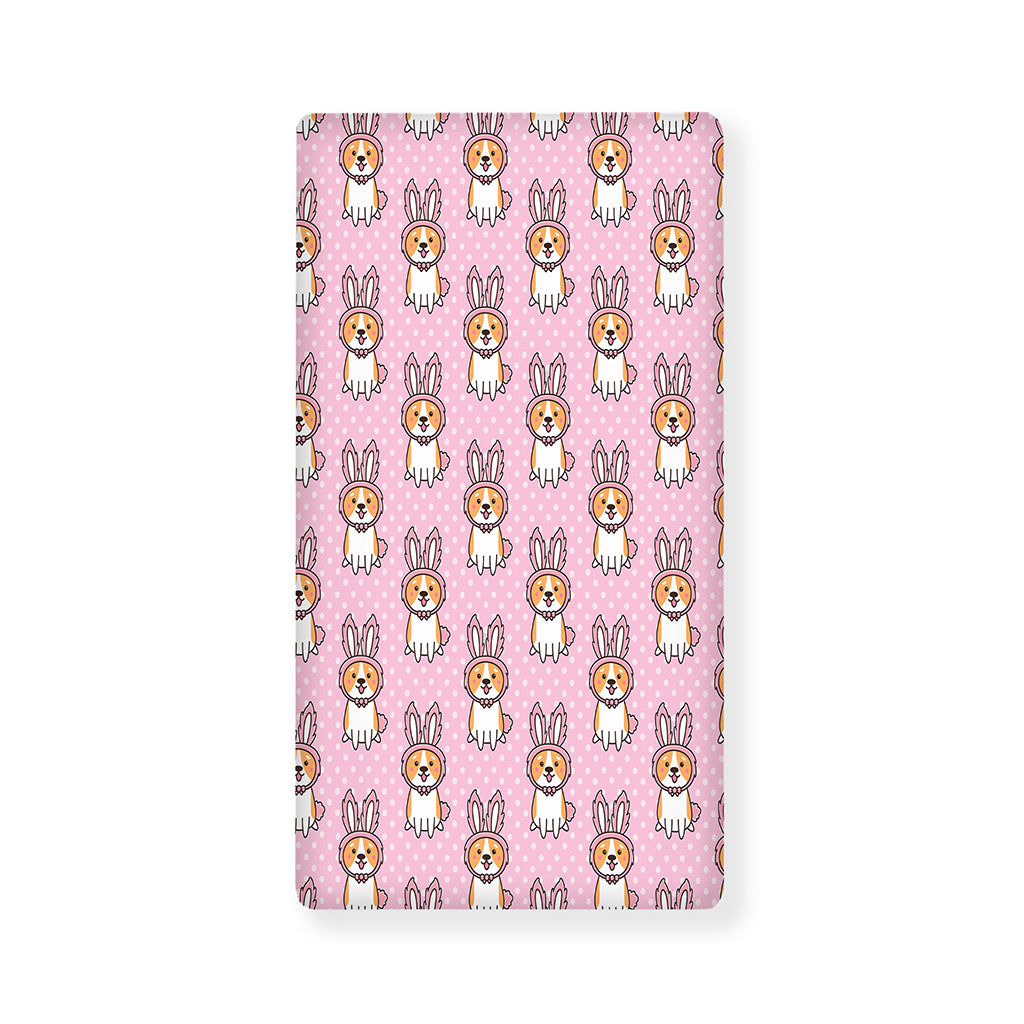 Bunny Corgi Pattern Print Baby Crib Sheet