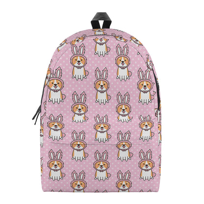 Bunny Corgi Pattern Print Backpack