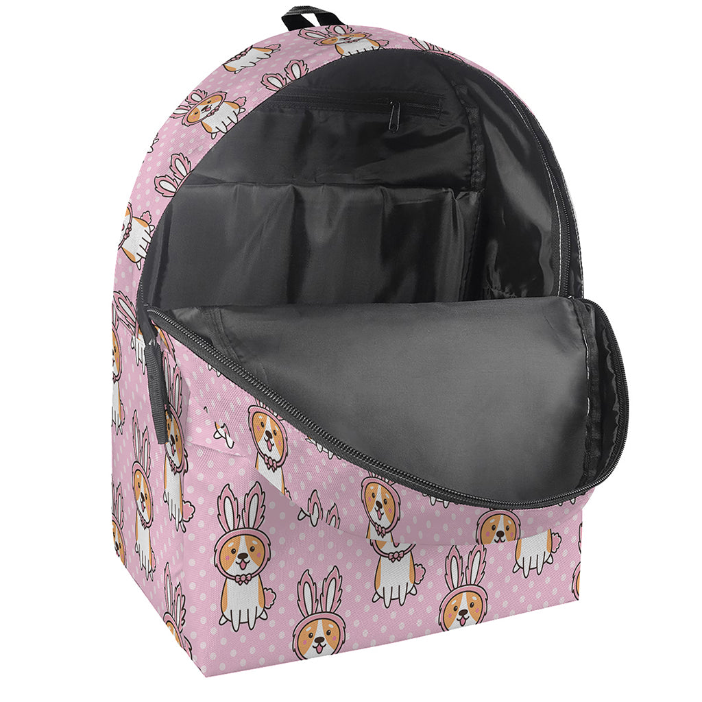 Bunny Corgi Pattern Print Backpack