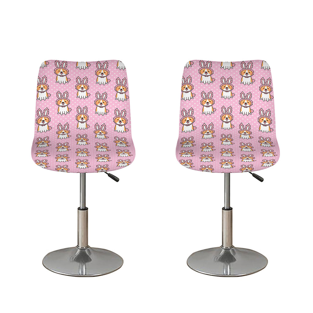 Bunny Corgi Pattern Print Bar Stool Covers