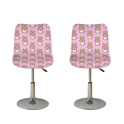 Bunny Corgi Pattern Print Bar Stool Covers