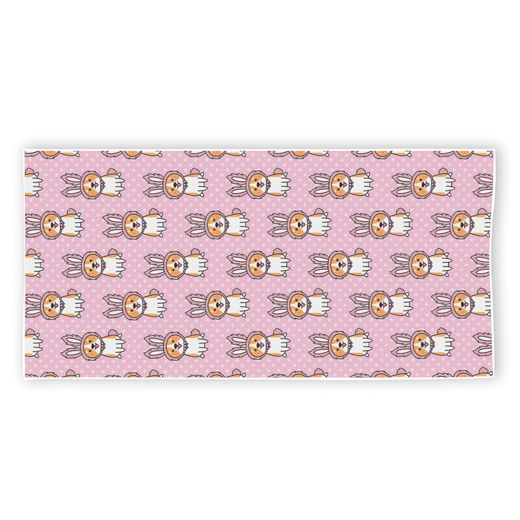 Bunny Corgi Pattern Print Beach Towel