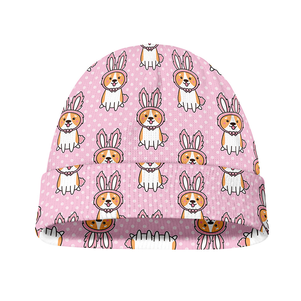 Bunny Corgi Pattern Print Beanie