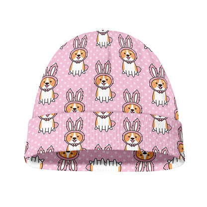 Bunny Corgi Pattern Print Beanie