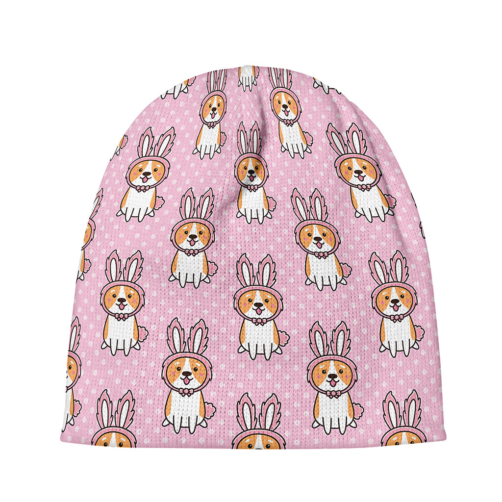 Bunny Corgi Pattern Print Beanie