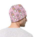 Bunny Corgi Pattern Print Beanie