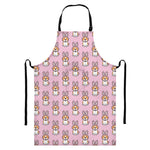 Bunny Corgi Pattern Print Bib Apron With Pocket