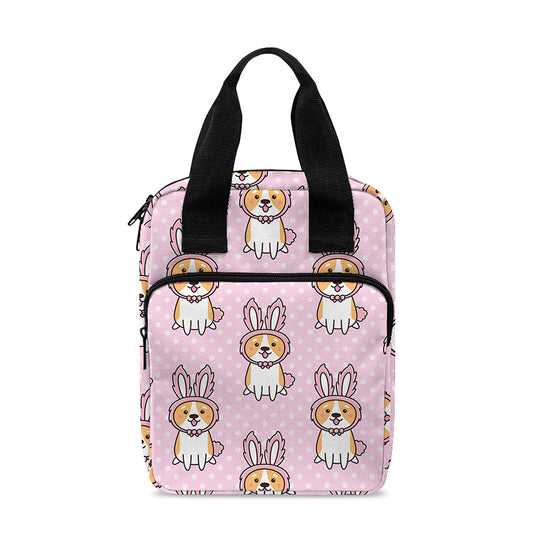 Bunny Corgi Pattern Print Bible Tote Bag