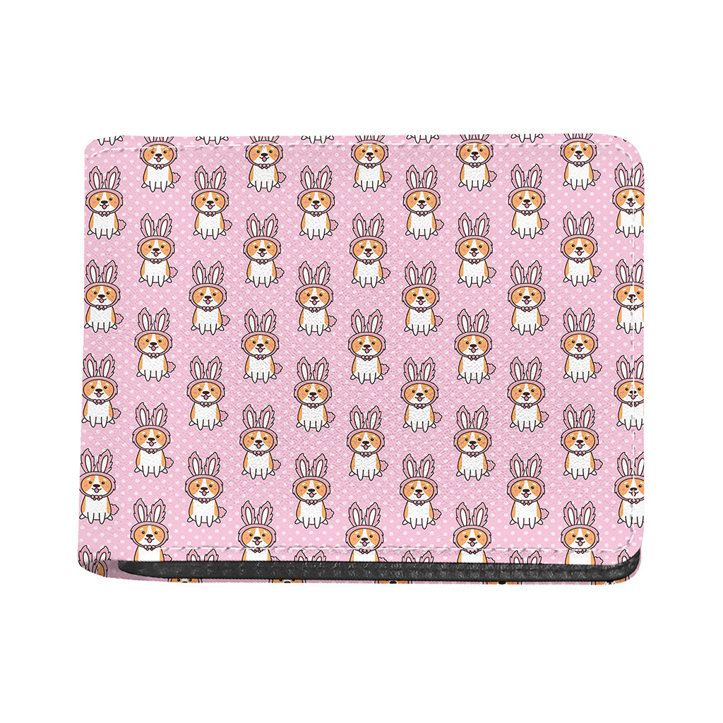 Bunny Corgi Pattern Print Bifold Wallet