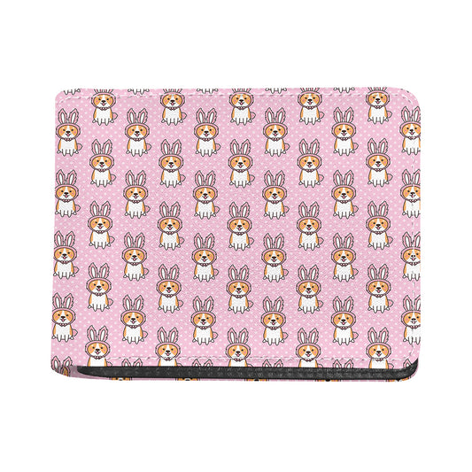Bunny Corgi Pattern Print Bifold Wallet