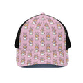 Bunny Corgi Pattern Print Black Mesh Trucker Hat