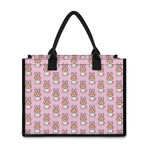 Bunny Corgi Pattern Print Canvas Tote Bag