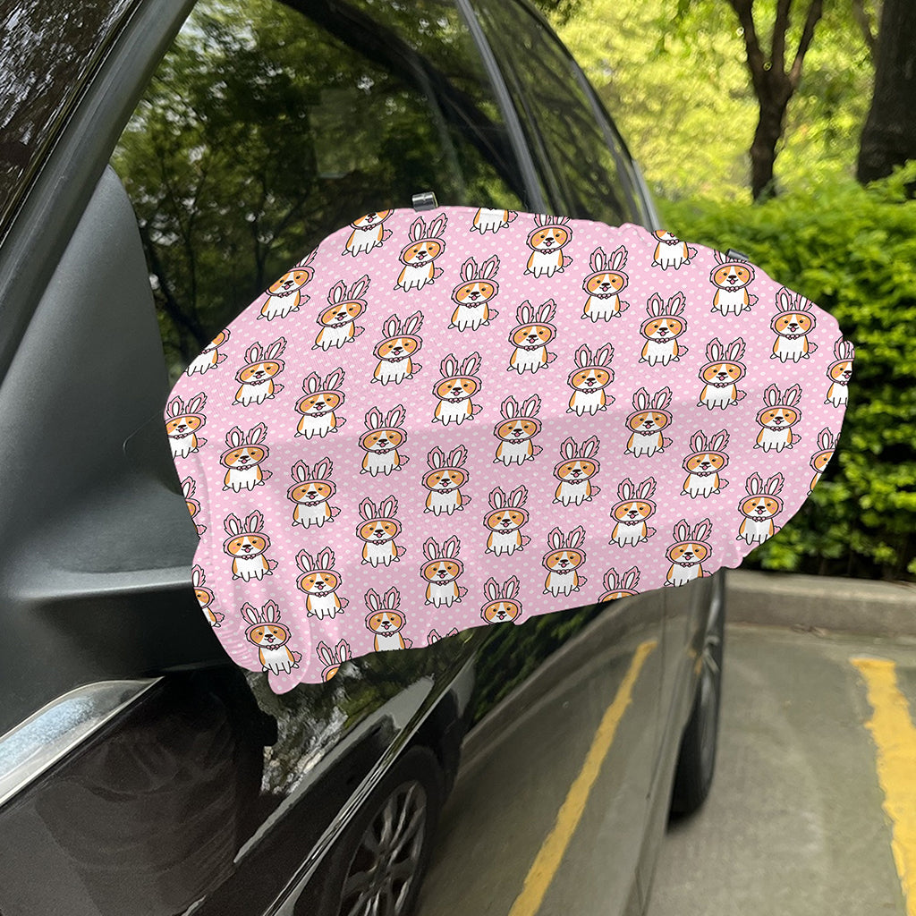 Bunny Corgi Pattern Print Car Side Mirror Covers