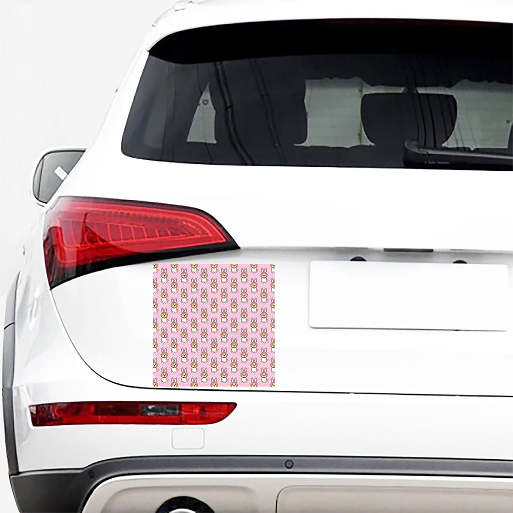 Bunny Corgi Pattern Print Car Sticker