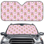 Bunny Corgi Pattern Print Car Windshield Sun Shade