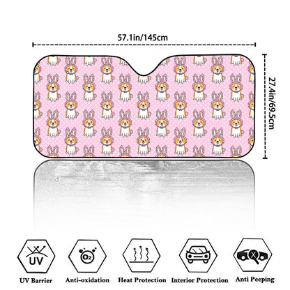 Bunny Corgi Pattern Print Car Windshield Sun Shade