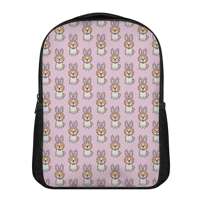 Bunny Corgi Pattern Print Casual Backpack