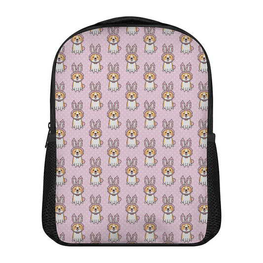 Bunny Corgi Pattern Print Casual Backpack