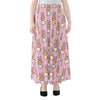 Bunny Corgi Pattern Print Chiffon Maxi Skirt