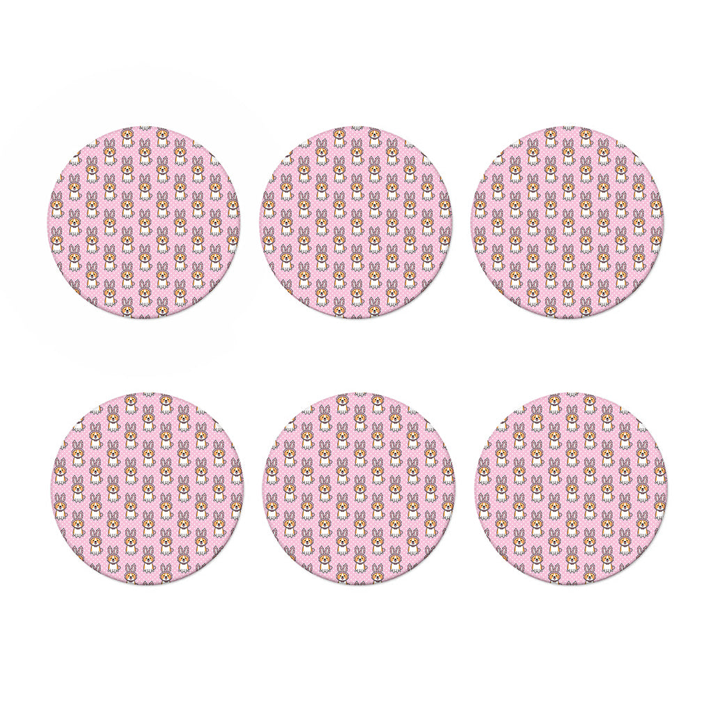 Bunny Corgi Pattern Print Coaster Set