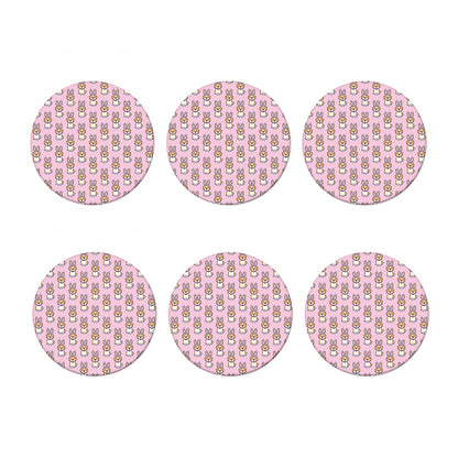 Bunny Corgi Pattern Print Coaster Set