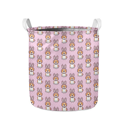 Bunny Corgi Pattern Print Collapsible Laundry Basket