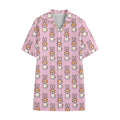 Bunny Corgi Pattern Print Cotton Hawaiian Shirt