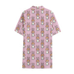 Bunny Corgi Pattern Print Cotton Hawaiian Shirt