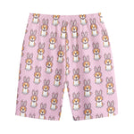 Bunny Corgi Pattern Print Cotton Shorts