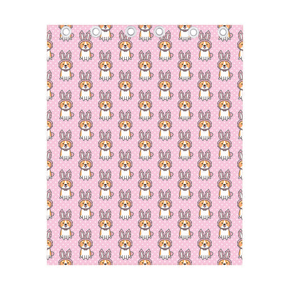 Bunny Corgi Pattern Print Curtain