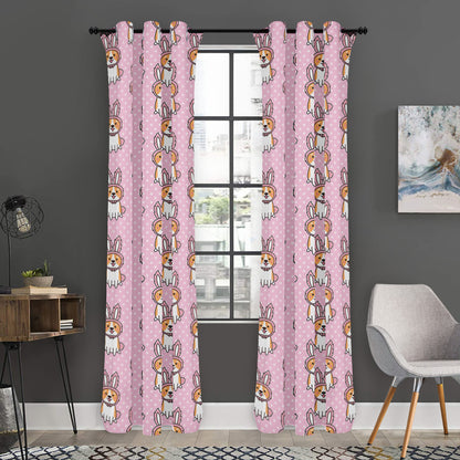 Bunny Corgi Pattern Print Curtain