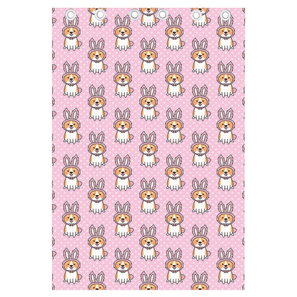 Bunny Corgi Pattern Print Curtain