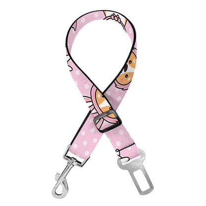 Bunny Corgi Pattern Print Dog Seat Belt