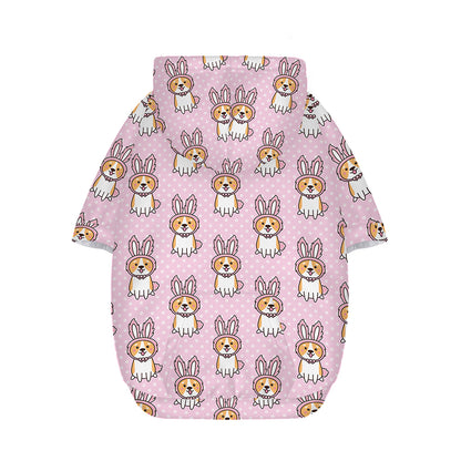 Bunny Corgi Pattern Print Dog Zip Up Hoodie