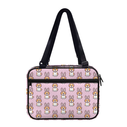 Bunny Corgi Pattern Print Double Strap Bible Bag