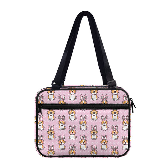 Bunny Corgi Pattern Print Double Strap Bible Bag