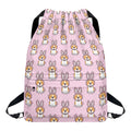 Bunny Corgi Pattern Print Drawstring Backpack