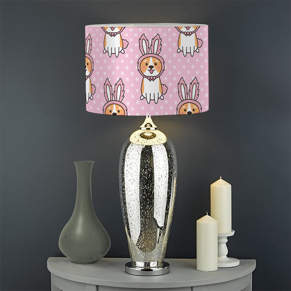 Bunny Corgi Pattern Print Drum Lamp Shade