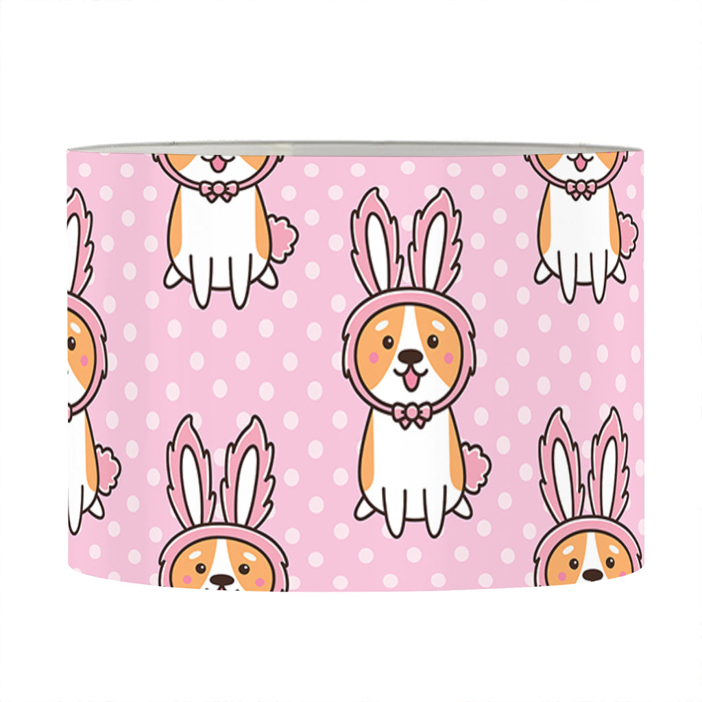 Bunny Corgi Pattern Print Drum Lamp Shade